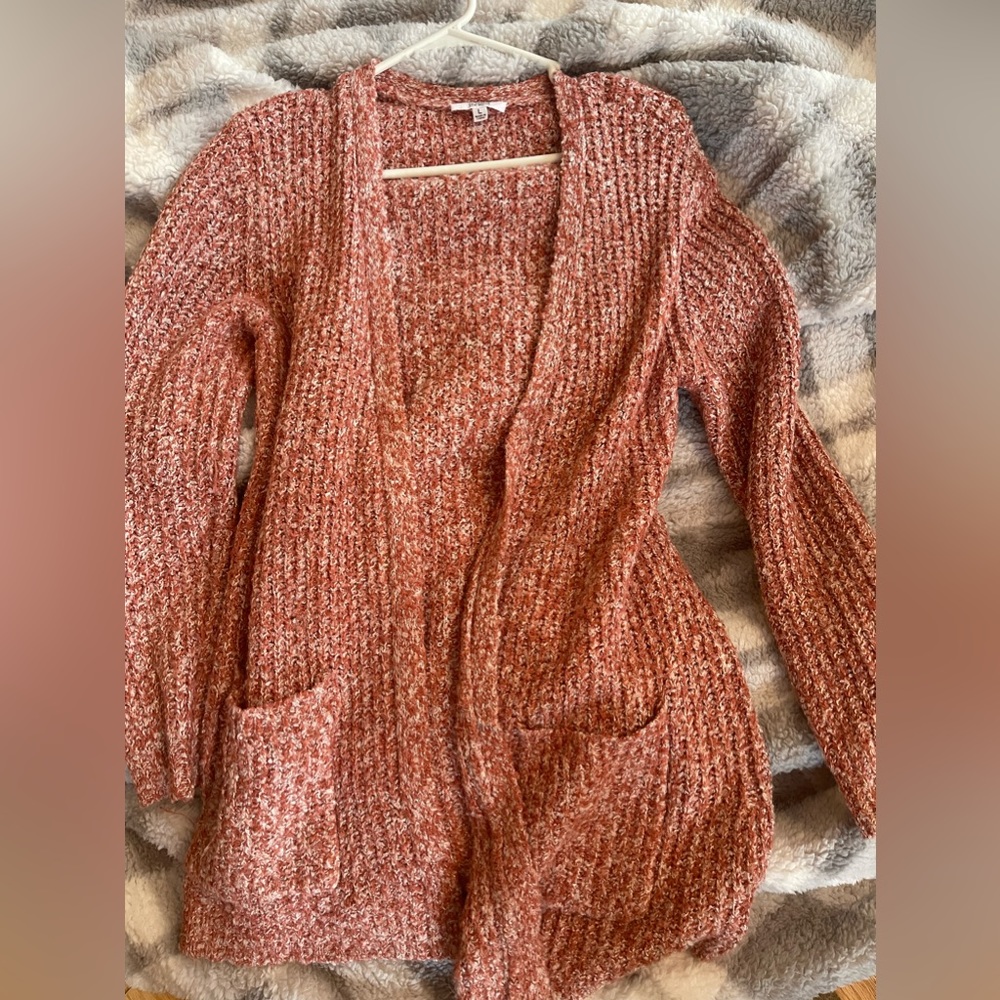 BB Dakota Looser knit rust colored long cardigan size Large